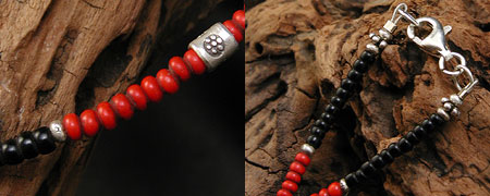 カレン族シルバー チベット系民族 アンティークビーズ 赤 ネックレス SV950 a02-22