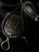 カレン族シルバー 漆黒の輝き オニキス ビーズ ネックレス 水牛