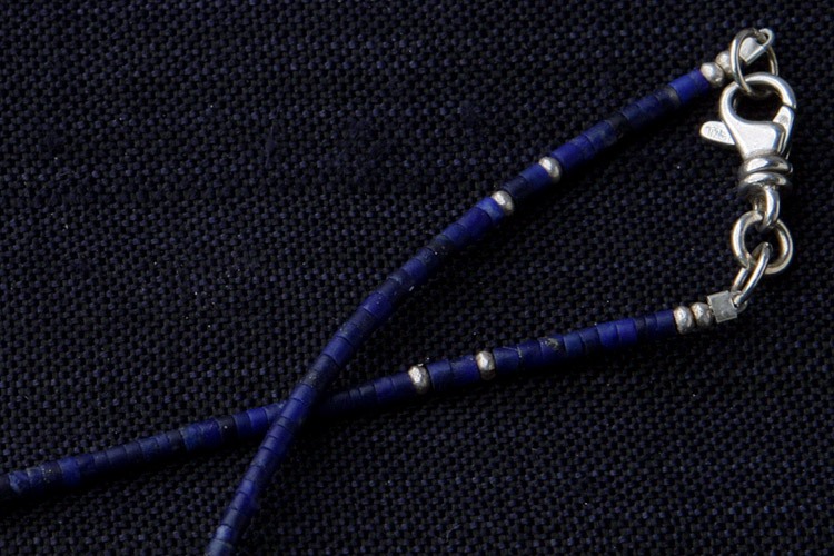 カレン族シルバー アンティークビーズ カーネリアン 群青の瑠璃 ラピスラズリ ネックレス SV950 a03-57