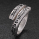 カレン族シルバー リング 9号～23号 フリーサイズ 指輪 幅広 魚文様 SV950 a07-13