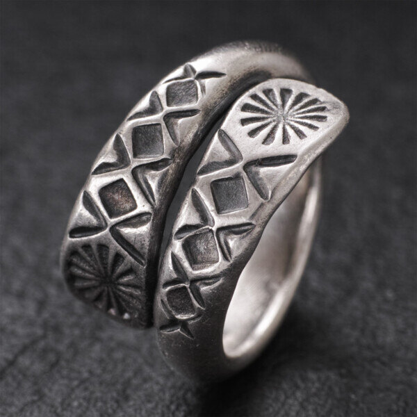 カレン族シルバー リング 9号～29号 フリーサイズ 指輪 幅広 民族文様 SV950 a07-52