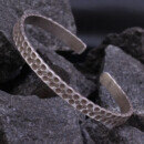 カレン族 カレンシルバー シルバーバングル ブレスレット 幅広 民族文様 フリーサイズ a08-56