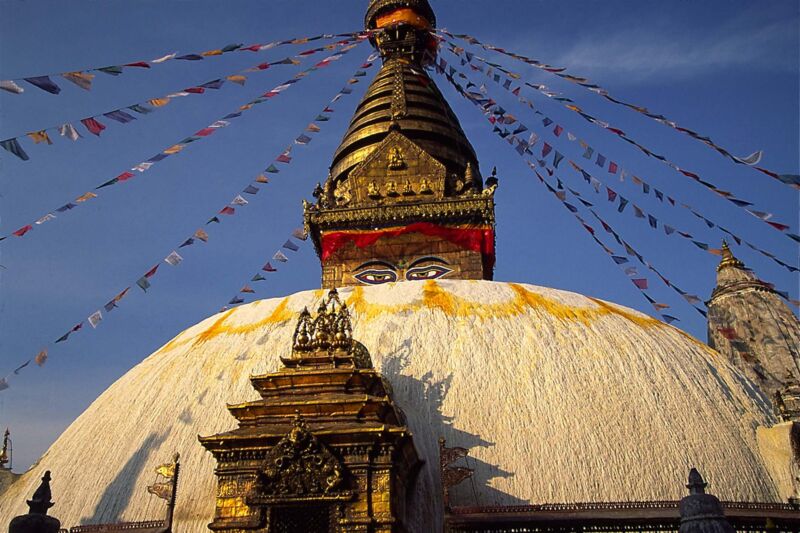 swayambhunath stupa kathmandu at sunset