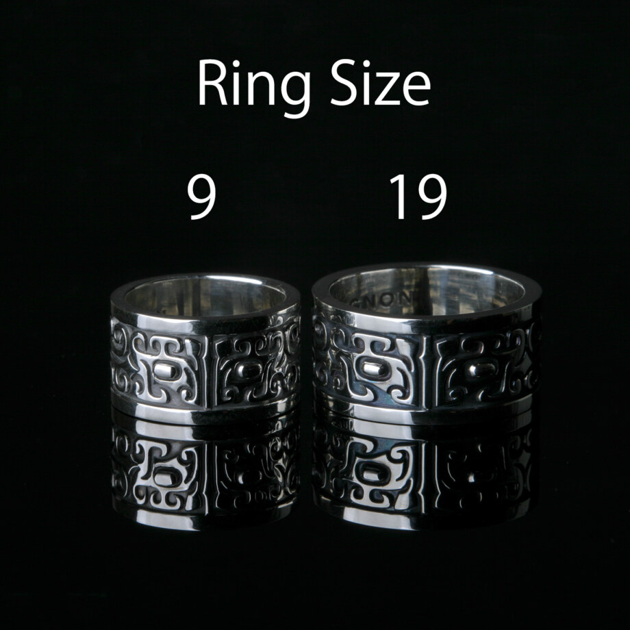 古代 龍 スターリング シルバー リング 9号～29号 指輪 極太 殷の青銅器に現れる原初の龍文様 饕餮 SV925 f01-02