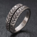 カレン族 カレンシルバー シルバーリング 指輪 スパイラル 幅広 植物文様 フリーサイズ 17号～29号 a07-58