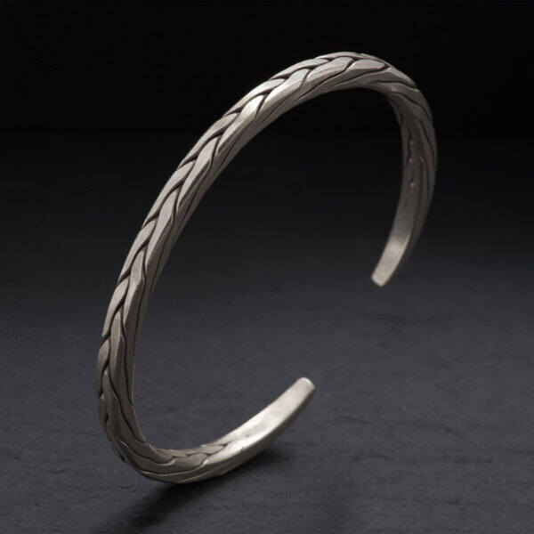 カレン族シルバー バングル フリーサイズ 編目文様 SV950 a08-99