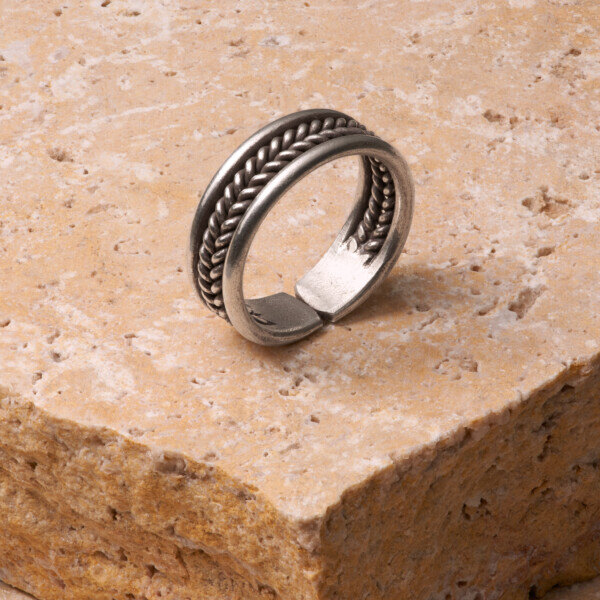 カレン族シルバー リング 13号～27号 フリーサイズ 指輪 幅広 民族文様 SV950 a07-76