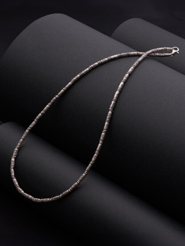 カレン族シルバー ビーズ 3.5mm幅 ネックレス シンプル 民族文様 SV950 a01-30