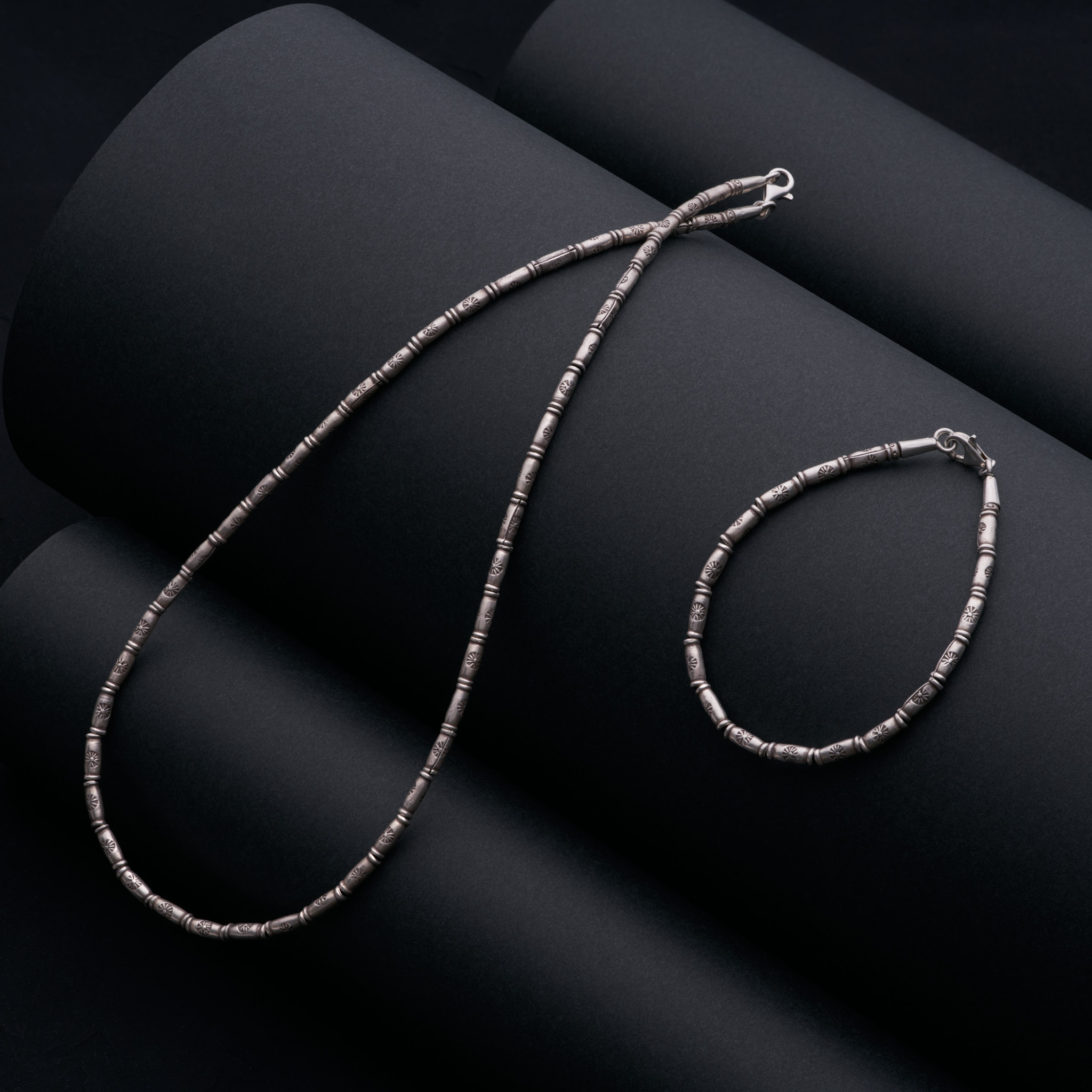 カレン族シルバー ビーズ 3.5mm幅 ネックレス シンプル 民族文様 SV950 a01-30 - クロマニヨン