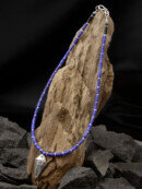 カレン族シルバー フェルメールを虜にした青 ラピスラズリ ビーズ ネックレス 盾形ペンダント SV950 a03-20