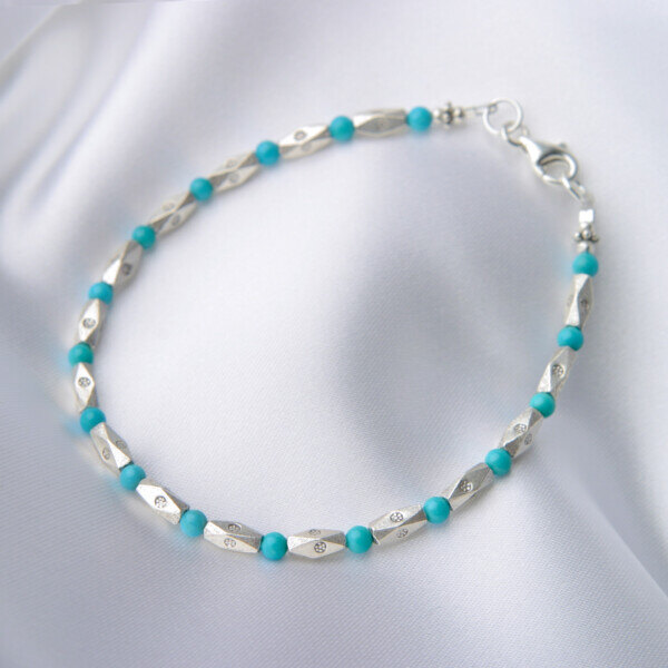 JACKSON MATISSE ターコイズビーズ ネックレス&ブレスレット vintage】ターコイズ&オニキス多面カットビーズ ネックレス