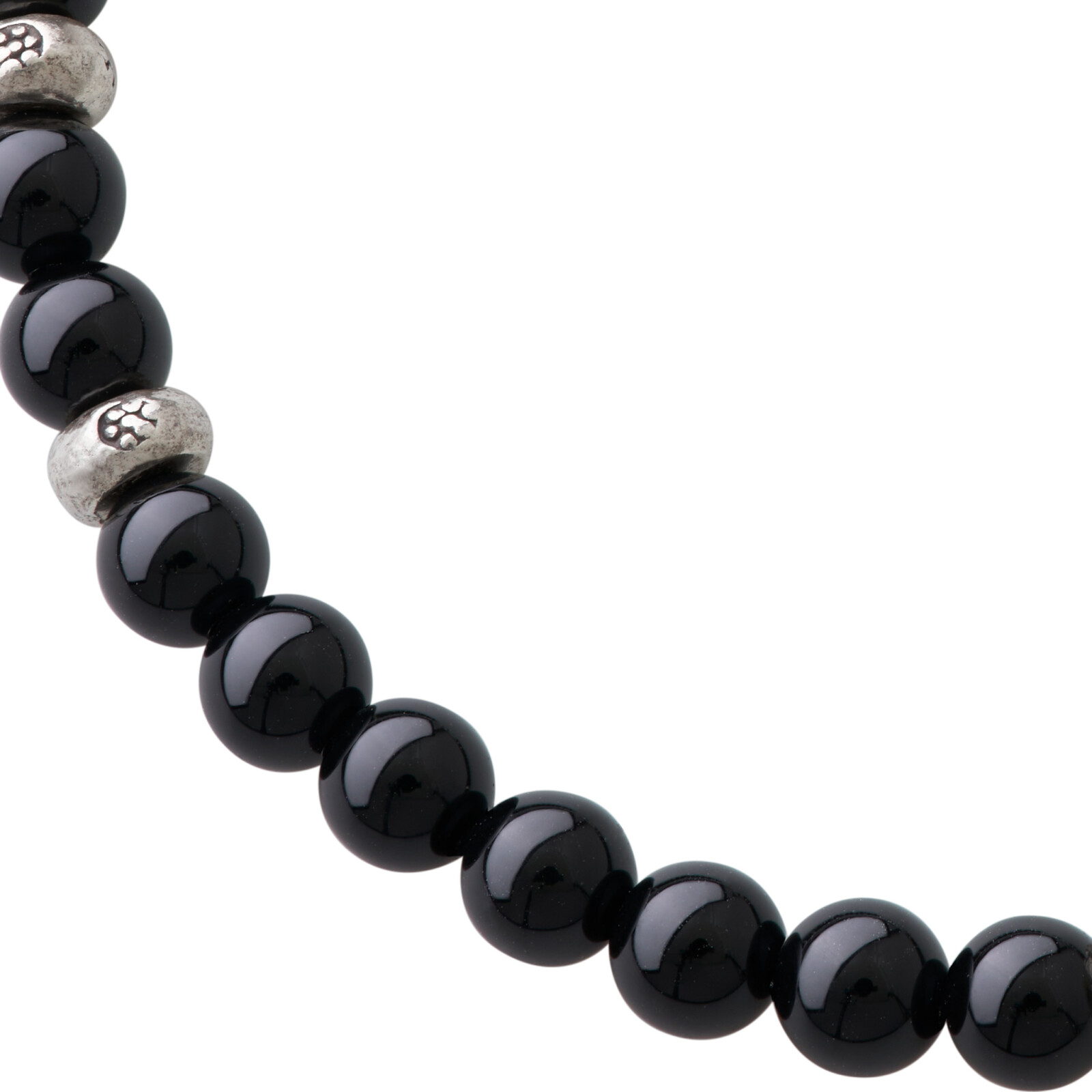 カレン族シルバー 漆黒の輝き オニキス ビーズ ブレスレット