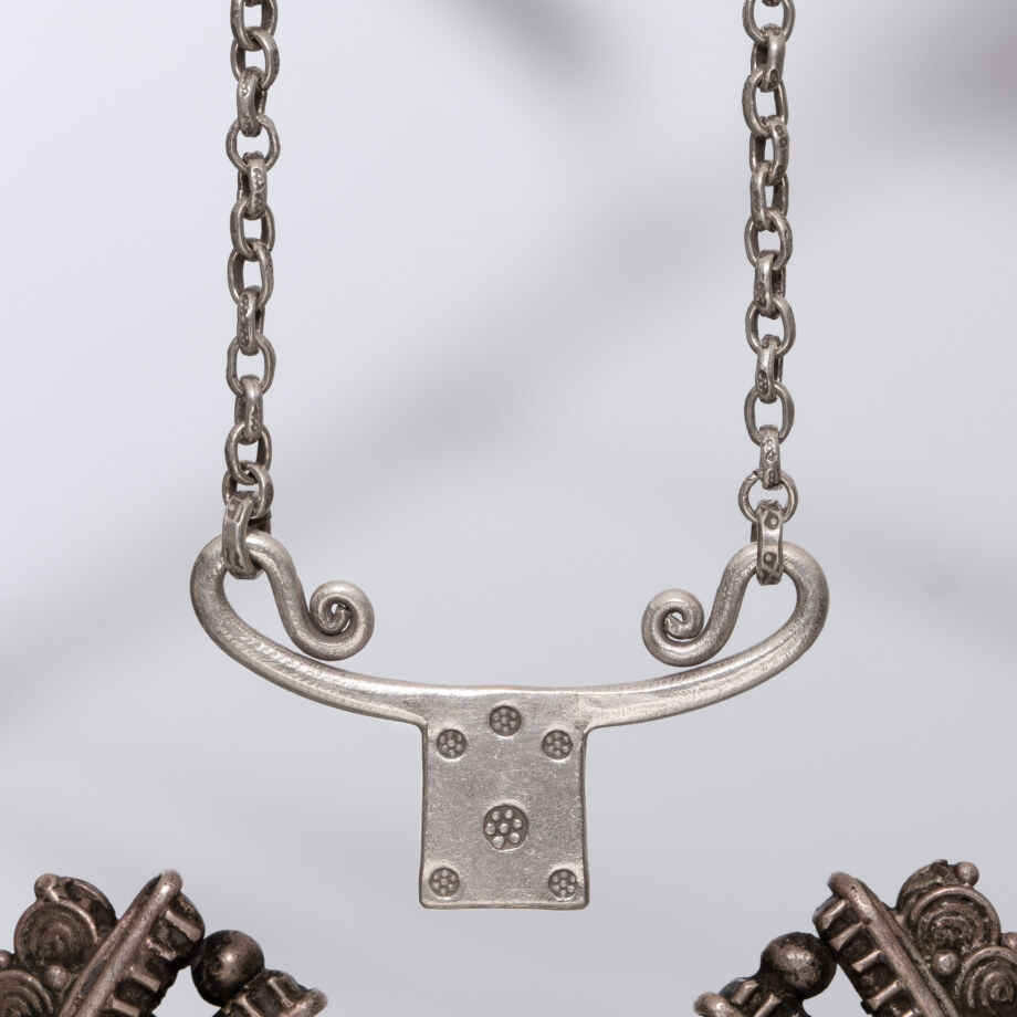 カレン族シルバー 甲丸 チェーン 3.5mm幅 ネックレス 魂の鍵ペンダント SV950 a01-31
