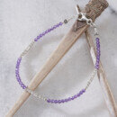 カレン族シルバー 瑞々しい葡萄色 アメジスト ビーズ ブレスレット アンクレット SV950 a06-54