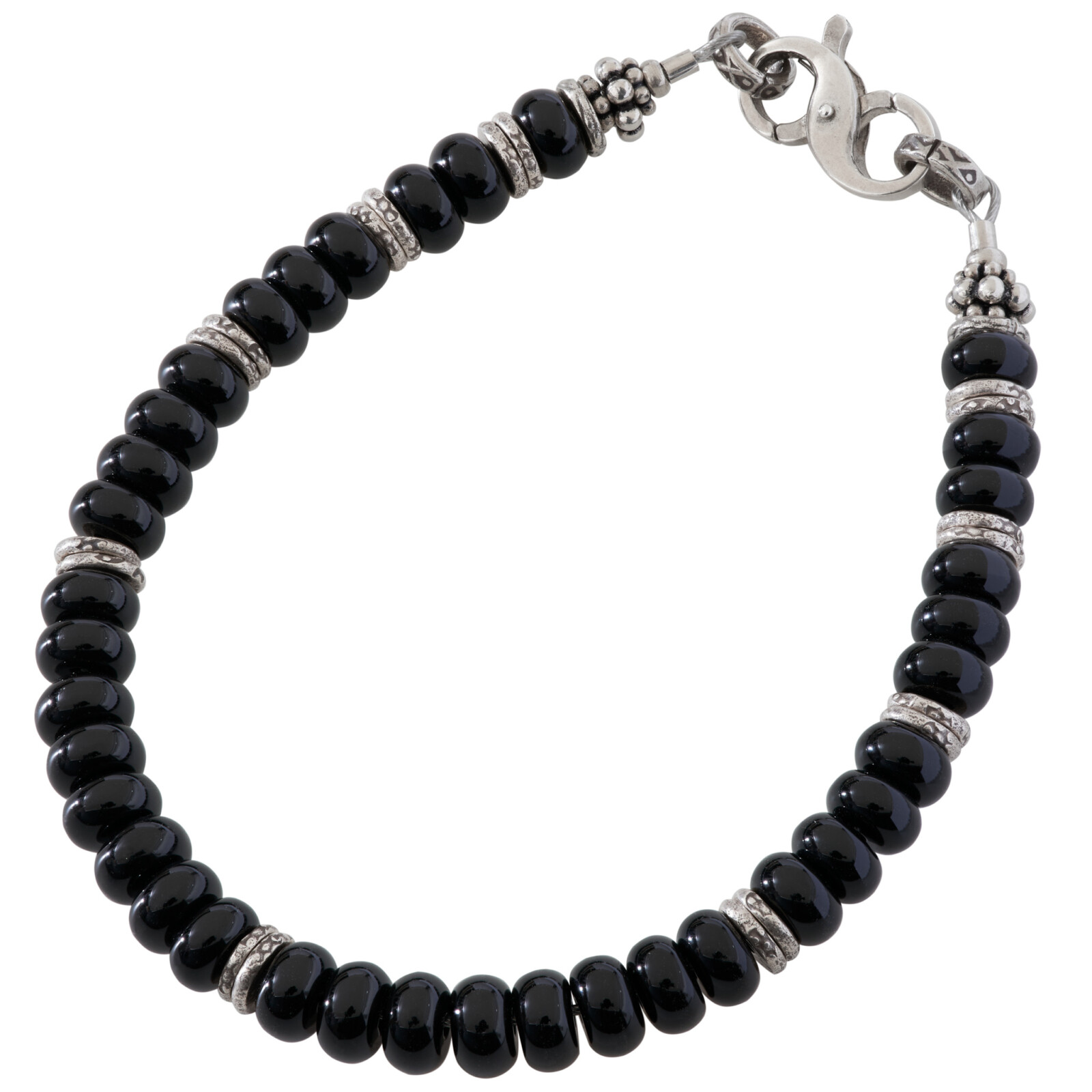 カレン族シルバー 漆黒の輝き オニキス ビーズ 直径6mm ブレスレット