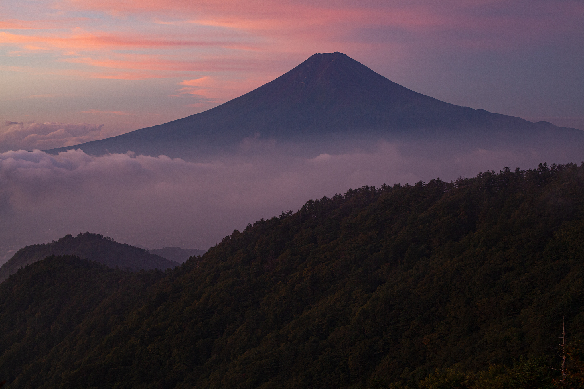 黄昏の富士山