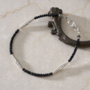 カレン族シルバー 漆黒のきらめき ブラックスピネル ビーズ ブレスレット SV950 a06-81